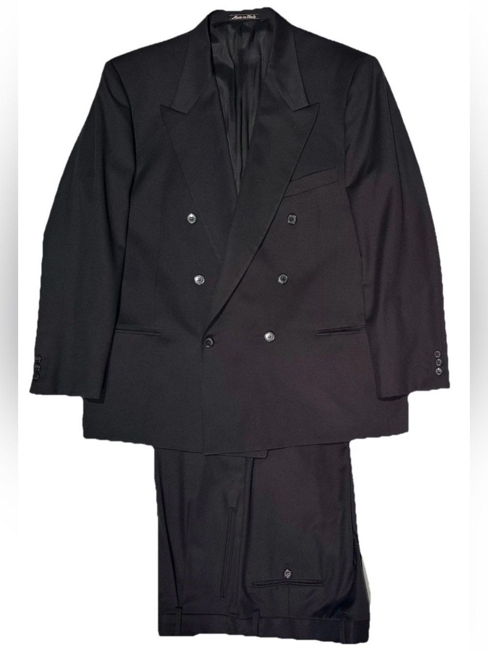 $2495 GIORGIO ARMANI MANI SUIT 46R 46 R DOUBLE BREASTED GABARDINE MIDNIGHT BLUE
